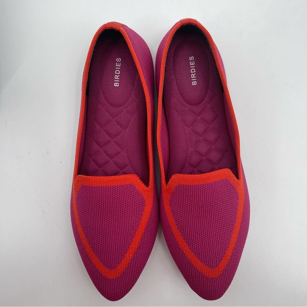 BIRDIES Shoes Blackbird Pointed Flats Slip On Pink & Orange Washable NWT Size 7 - Picture 3 of 9